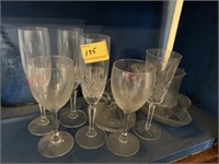 GROUPING: CRYSTAL STEMWARE, CANDLE STICK,