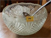 CRYSTAL PUNCH BOWL WITH MISMATCHED CUPS AND