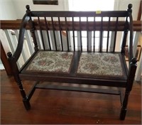 36" WOODEN SETTEE WITH FABRIC SEAT