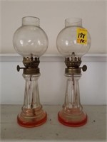 PAIR OF MINIATURE OIL LAMPS