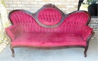 Vintage Victorian Carved Wood Couch