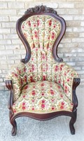 Vintage Victorian Carved Wood High Back Chair