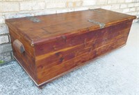 Vintage Wood Chest, Metal Hardware w/ Contents