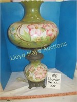 Antique Electrified Gas Lamp - Hand Painted