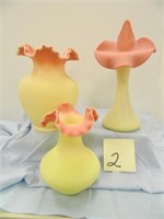 3 Fenton Burmese Vases