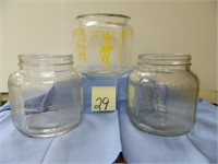 2 Clear Glass 1930's-40's Cookie Jars & Planters -