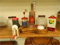1930's-40's Kitchen Primitives - Incl. Jars,