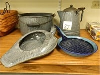 Grey Graniteware & Enamelware Pieces