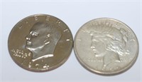 2- US SILVER DOLLARS ! 22-D, 74-S