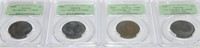 4- VERY RARE GRADED US LARGE CENTS !
