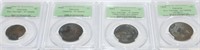4- VERY RARE GRADED US LARGE CENTS ! -OAK-2