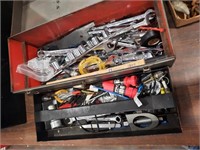 TOOL BOX FULL OF WRENCHES SOCKETS TOOLS