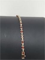 Vermeil/.925 Sterling Silver Ruby/Diam Bracelet