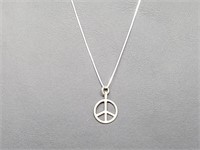 .925 Sterling Silver Peace Pendant & Chain