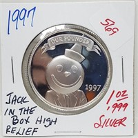 1997 Jack in the Box 1oz .999 Silver Round