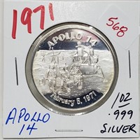 1971 Apollo 14 1oz .999 Silver Round