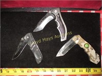 3pc Folding Knives - Tactical / Clip
