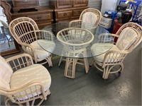 Glass Top Round Table, 4 chairs