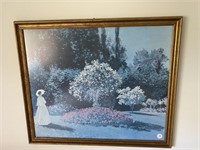 Framed Floral Garden Scene 35x30in.