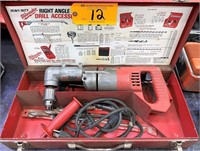 (1) MILWAUKEE 1/2" RIGHT ANGLE DRILL w/ Case