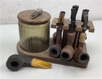 Tobacco lot Pipes/jar/stand *Pipe maker pics added