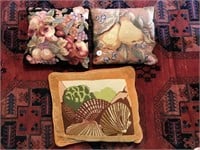 Lot of (3) Vintage Needlepoint Pillows