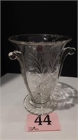 HEAVY ETCHED TRI-HANDLED VASE 7 IN