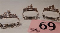SET OF 3 SILVER PLATED NAPKIN RINGS
