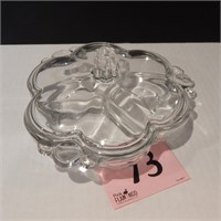 DUNCAN MILLER DIVIDED LIDDED CANDY/NUT DISH 8 IN