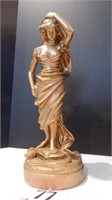 GILDED LADY SCULPTURE 14 IN, SOME SMALL CHIPS