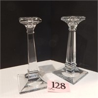 PAIR OF CRYSTAL CANDLESTICKS BY HEISEY 9.5 IN