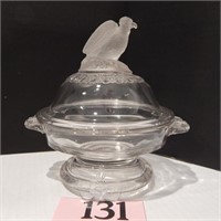 HANDLED FOOTED COMPOTE WITH EAGLE FINIAL 7 IN