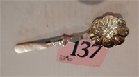 MOTHER OF PEARL HANDLED BERRY SPOON -SHEFFIELD