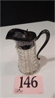 CRYSTAL SYRUP PITCHER WITH HINGED LID 5 IN