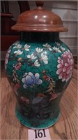 GINGER JAR WITH WOODEN LID, HAIRLINE