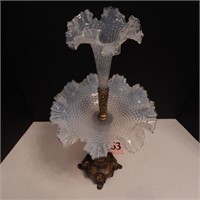 SINGLE EPERGNE WITH FIGURAL FOOTED BASE & RUFFLED