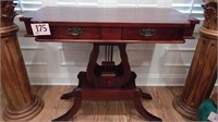 2 DRAWER DUNCAN PHYFE TWIN LYRE CONSOLE TABLE