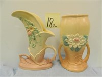 2 Hull Art Pottery Vases - Incl.  L-9-8 1/2" &