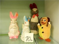 2 Cardboard Rabbits (As Is), Stuffed Dog & Rabbit