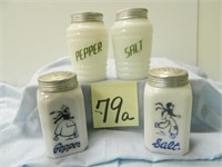 2 Sets Of Milk Glass Salt & Peppers