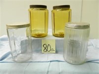 2 Seller's Style Coffee Jars & 2 Amber Covered -