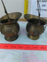 Two small brass pots
