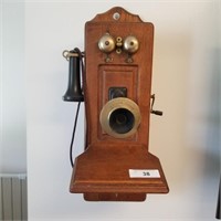 EARLY OAK CRANK WALL TELEPHONE BY S.H.COUCH CO.