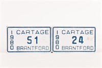 LOT OF 2 1980 BRANTFORD CARTAGE LICENSE PLATES