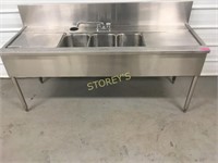 3 Well S/S 6' Cocktail Sink w/ Ice Chest