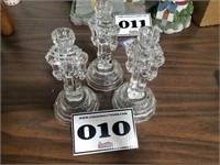 3 Lead Crystal candle holders