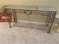 Glass Top Side Table w/ Metal Base - 56" Long