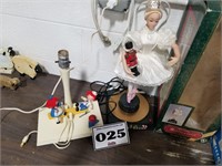 vintage lamp and doll