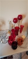 Assorted Glassware, Candleholders, and More