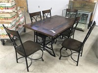 64x38 Inch Table w/ 6 Chairs & Iron Legs